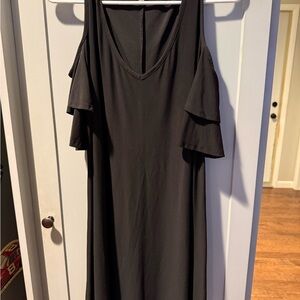 Luxology Black Asymmetrical Cold Shoulder Dress